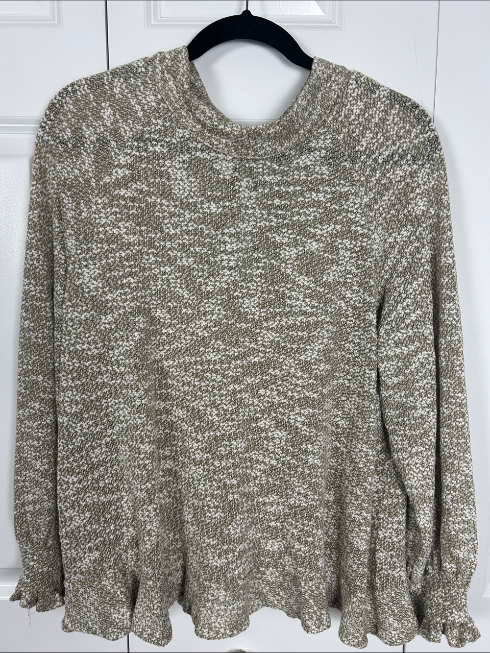 Entro Ladies Neutral Marled Crewneck Sweater - Green/White Size Medium